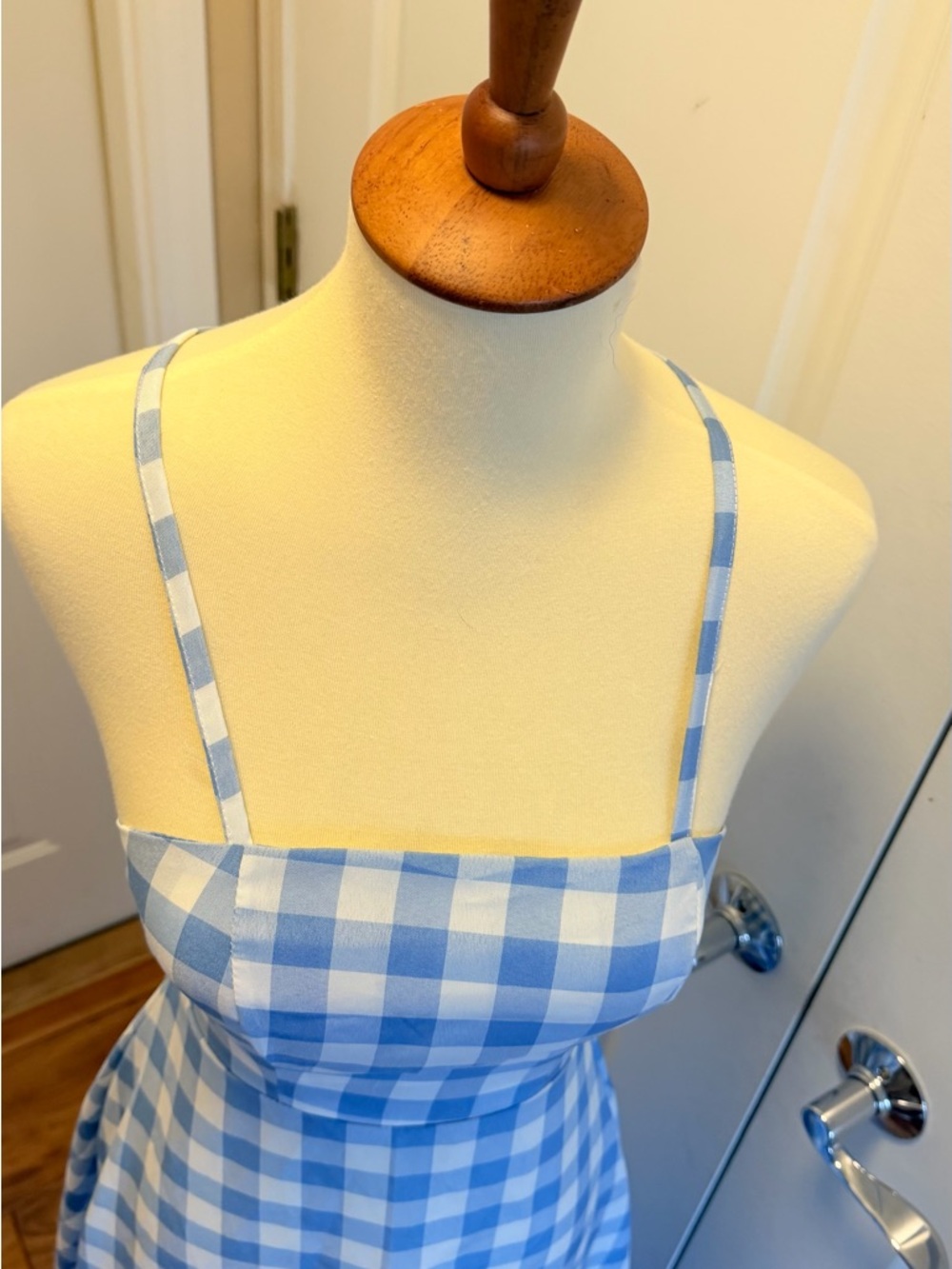 Blue Gingham Spaghetti-Strap Maxi Dress - Picture 7 of 9
